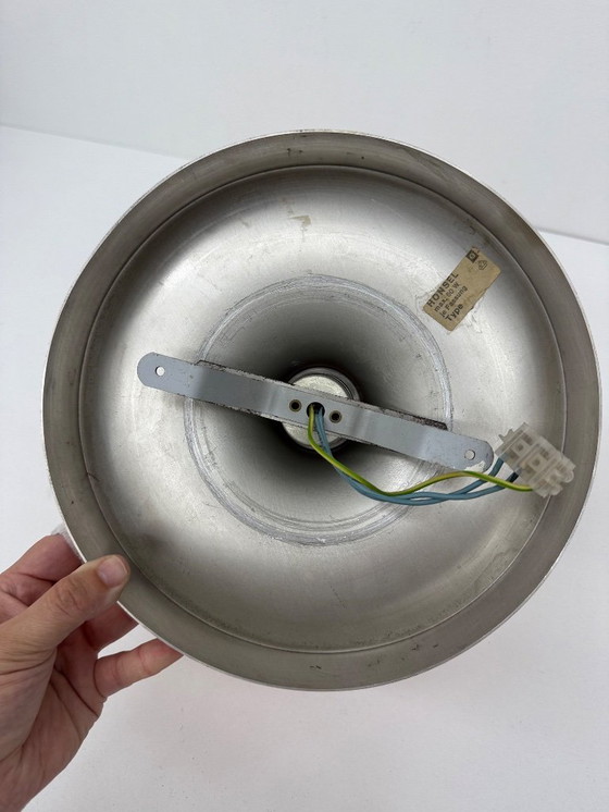 Image 1 of Mid-century design honsel oranje space age schijflamp , jaren 1970 toegeschreven aan Charlotte Perriand voor les arcs