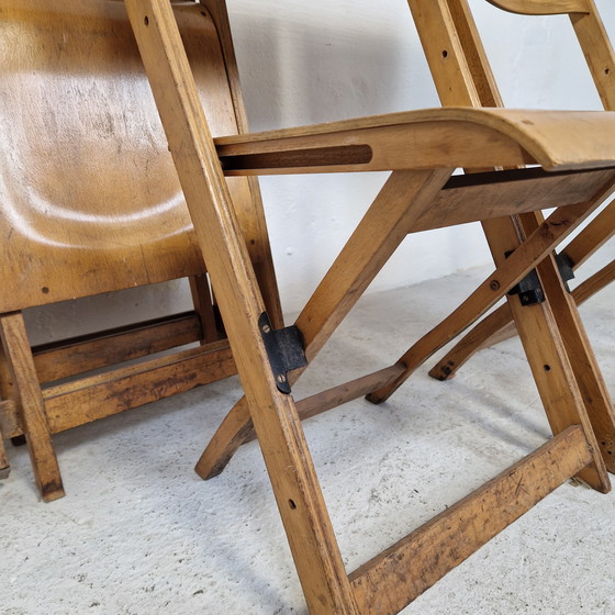 Image 1 of 4 chaises pliantes en bois Gebr. Bouten Vintage