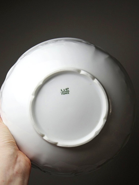 Image 1 of Limoges L&Cie Lafarge 12-piece dessert service in white porcelain, 1960s