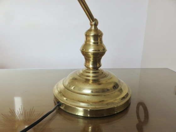 Banker's lamp in gilded brass and amber opaline, Table lamps, Glass, Gold, Klassiek (photo 9 of 15)