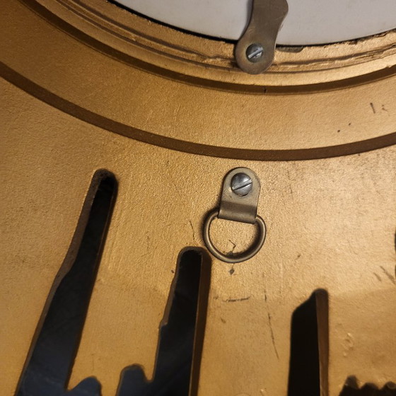 Image 1 of Grote spiegel met zonnestralenmotief, gouden heksenoog, vintage