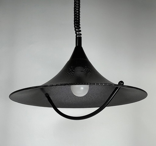 Vintage Sölken Leuchten UFO lamp perforated sheet metal pendant train
