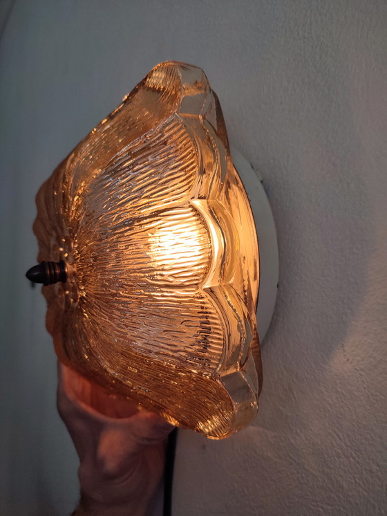 Image 1 of Lampe de plafond Vintage Lampe de plafond Lampe murale 60s Sixties Verre Ambre