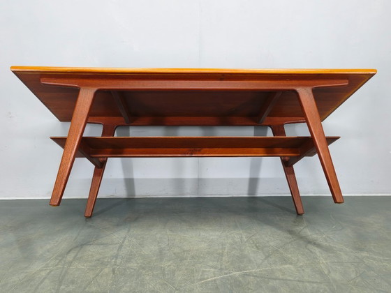 Image 1 of Danish Mid Century Teak Coffee Table with Shelf, 1960s