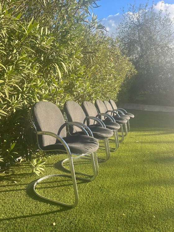 Gastone Rinaldi Stühle - 6 – Esszimmerstühle, Aluminium, Chrome (photo 4 of 7)