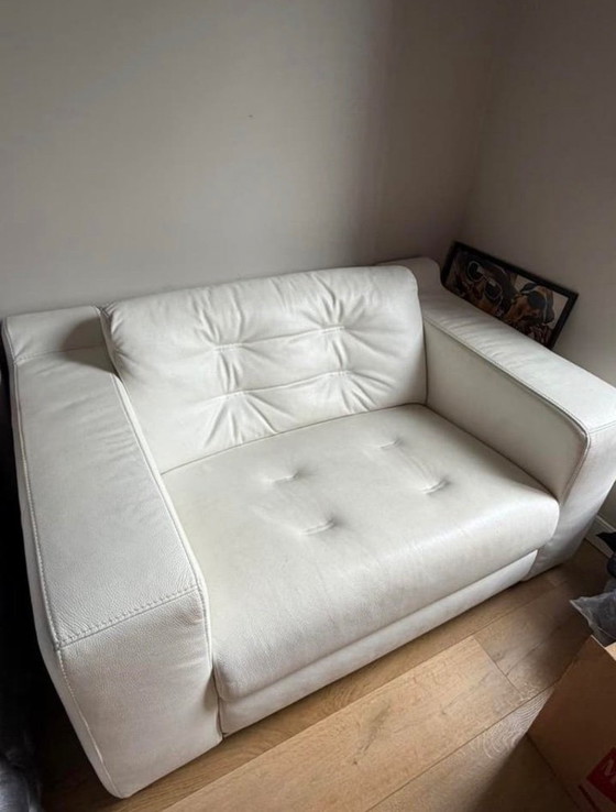 Image 1 of Canapé/causeuse en cuir blanc italien
