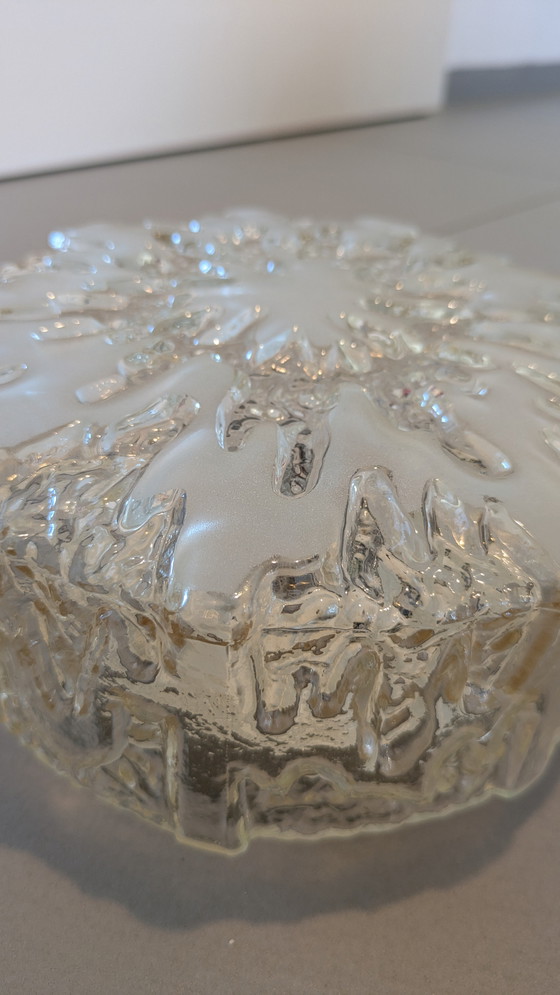 Image 1 of Lampada da soffitto vintage in vetro ghiaccio anni '70 Honsel