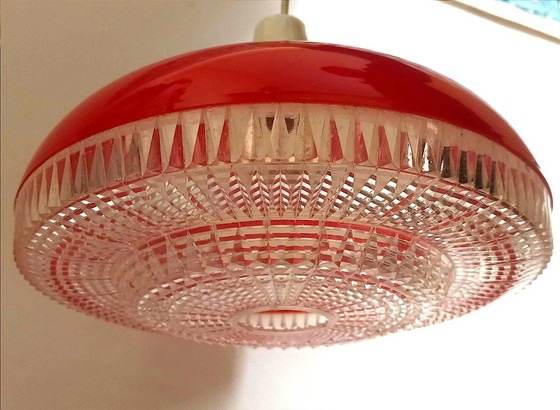 Image 1 of Suspension rouge Space Age Années 70 Hauteur 49 cm