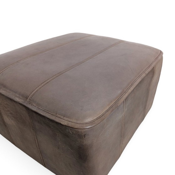 Image 1 of 2x Original Mid Century de Sede Ottoman Stools, Buffalo Leather, Brown