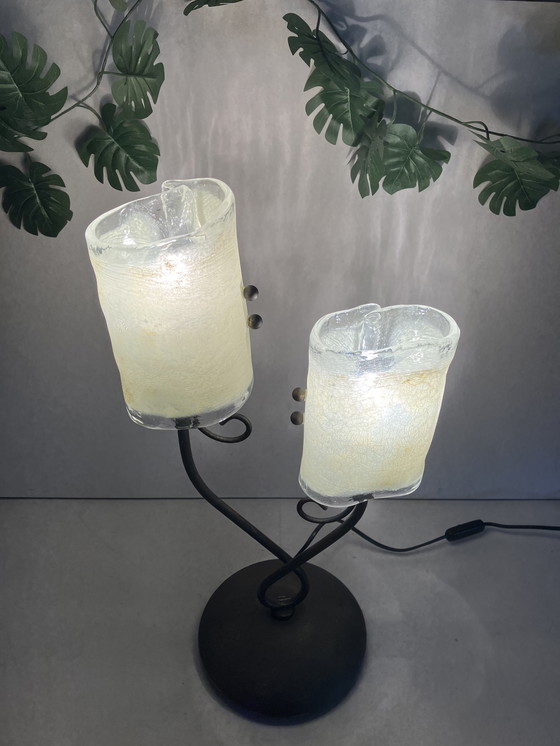 Image 1 of Muranoglas Vintage Tischlampe mit 2 Glasschirmen