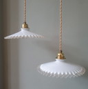 Set Vintage Hanglampen Opaline glas - Transparante Sierrand