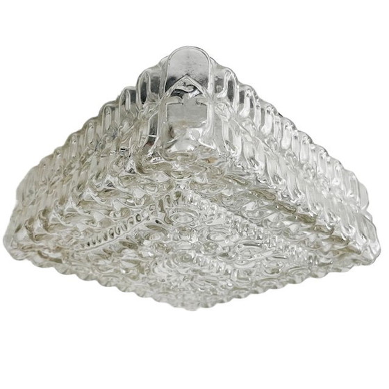 Image 1 of Mid-century square ceiling lamp glass ceiling rose 1960s