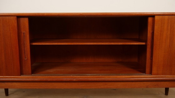 Teak sideboard with sliding doors, Wood, Brown, Mid Century Modern (photo 9 of 11)