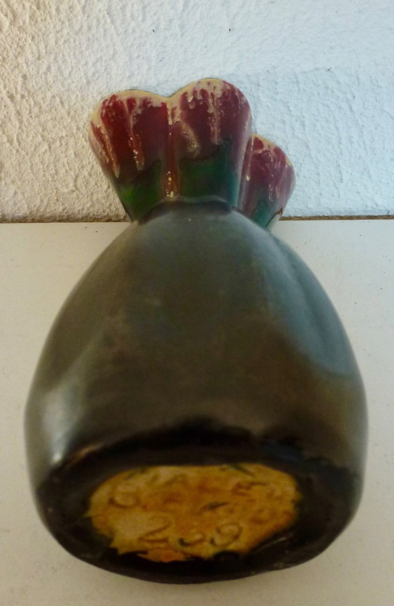 Image 1 of Faience de Thulin - Art Deco earthenware Beak jug + 2 vases.