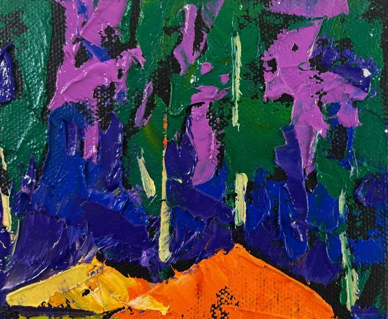 Image 1 of Original Oil Painting Summer Village Landscape Sky with peace over the sleeping earth