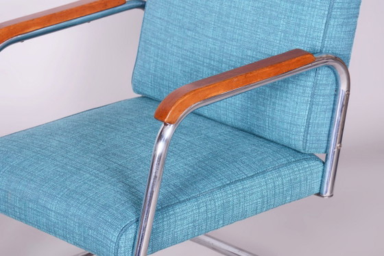 Gerestaureerd Bauhaus-paar fauteuils, Karel E. Ort, Hynek Gottwald, Tsjechië, jaren 1930 – Metal, Textile (photo 5 of 9)