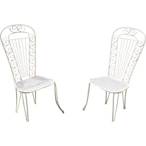 Paire de chaises vintage en métal en forme de trèfle, années 1950