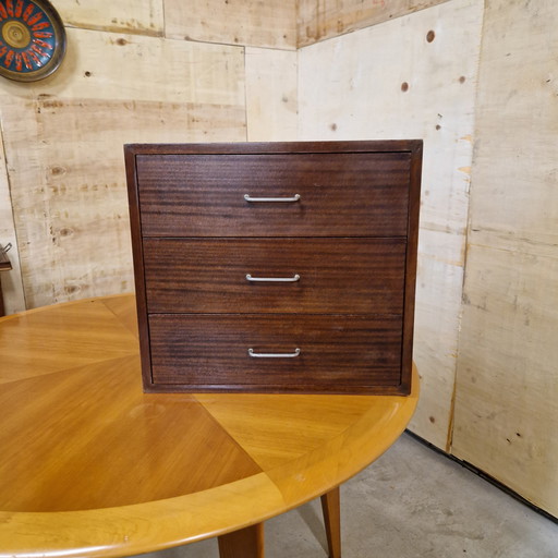 60's vintage teak veneer floating chest of drawers