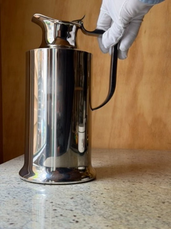 Large Vintage Balzano Laufen Stainless Steel Pitcher | Tall MCM Insulated Carafe | Mirror Polish 18/10 (photo 18 of 27)