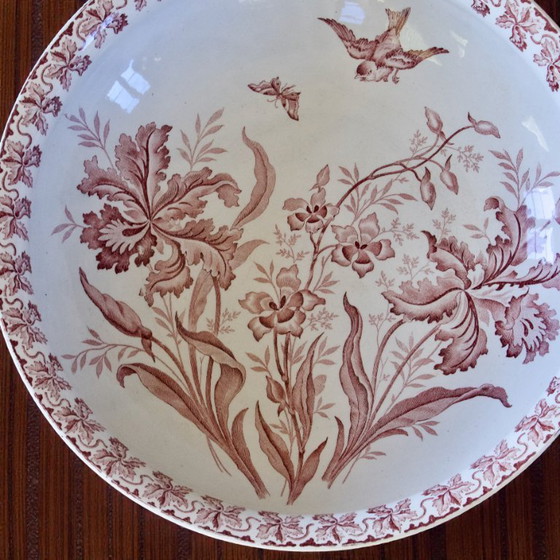 Image 1 of Sehr große Vogelschale aus dem 19. Jahrhundert, signiert St. Amand, Orchideensammlung