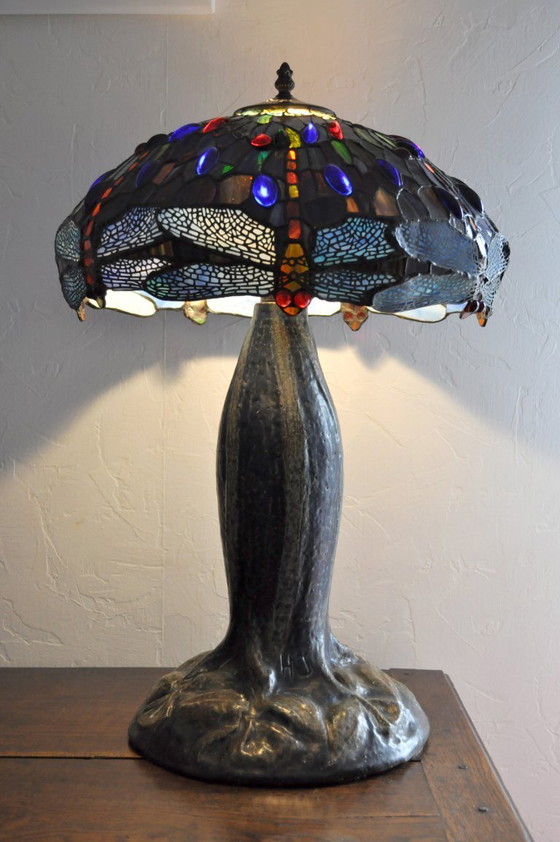 Image 1 of Lampe à poser - Signée H JAVAUX - Style Tiffany (ref 3528)