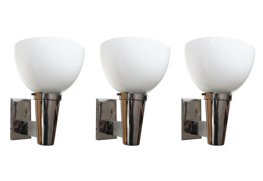 Set of Three Modernist Wall Lights by Napako, 1930s