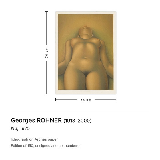 Image 1 of Georges ROHNER Nu-Lithographie 1975