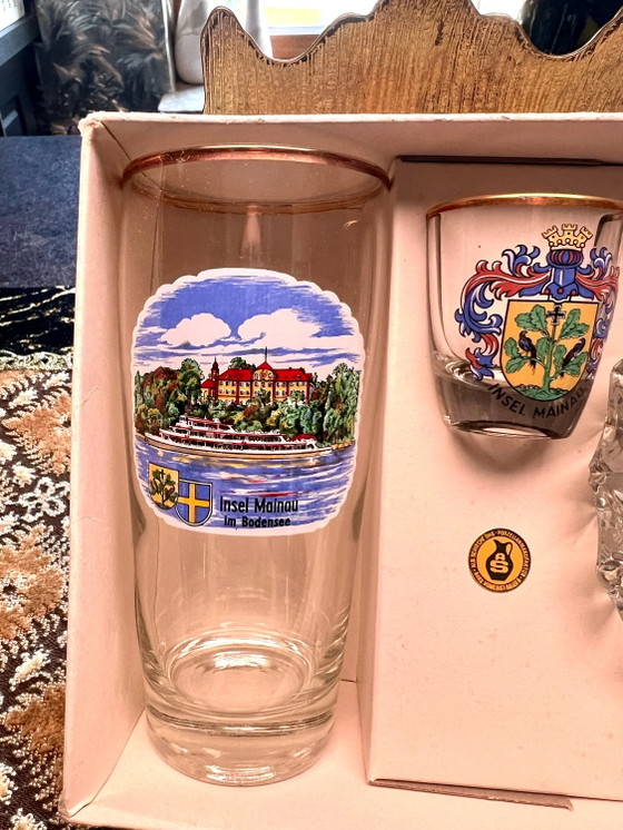 Rare! Mid-Century 1960s Lake Constance Gift Set with Beer Glass, Shot Glass, and Ashtray, Like New in (photo 4 of 5)