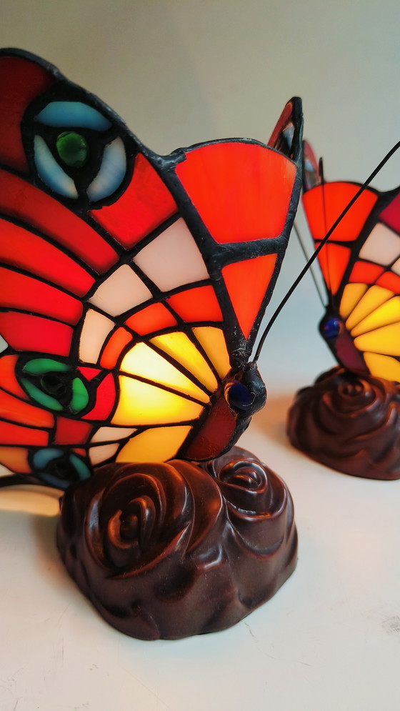 Image 1 of Mabrilux stained glass tiffany style butterfly lamp belgium
