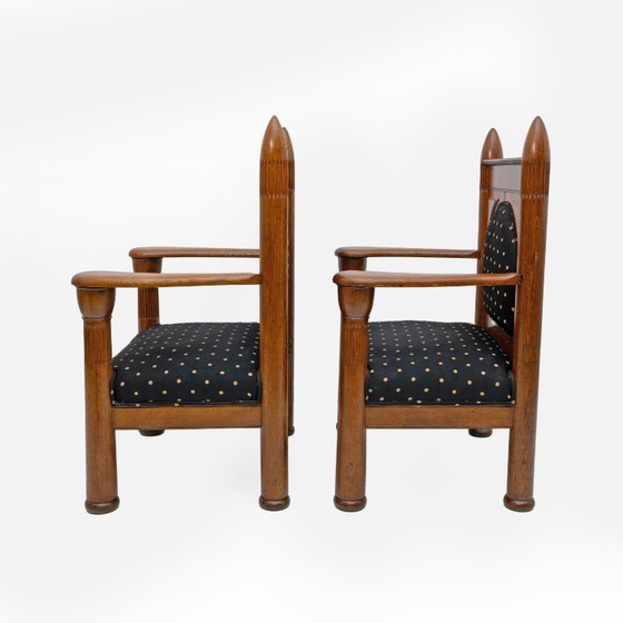 Image 1 of Eikenhouten art deco fauteuils in Amsterdamse stijl uit de jaren 1920