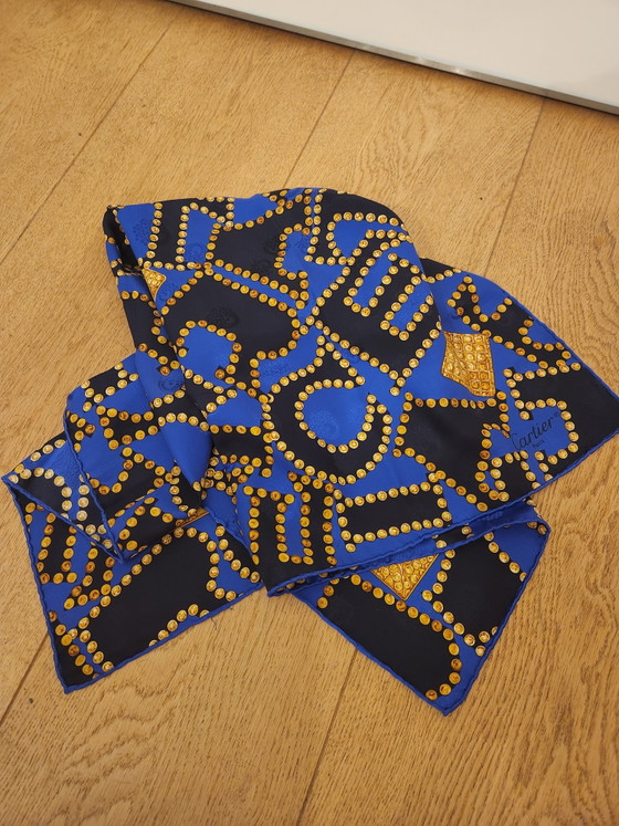 Image 1 of Beautiful and 100% authentic vintage silk scarf (square) from the iconic French fashion house Cartier Paris.