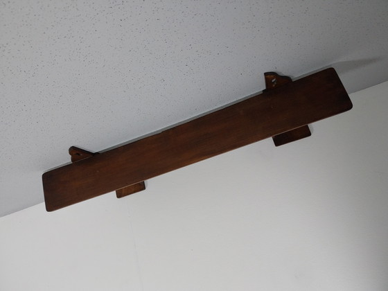 Image 1 of Rustic Vintage Wall Shelf with Hooks