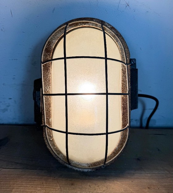 Image 1 of Grey Rusty Industrial Cast Iron Wall Light from Elektrosvit, 1960s