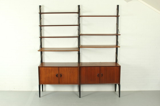 Image 1 of Parete attrezzata modulare in teak di Louis van Teeffelen per WéBé, 1955
