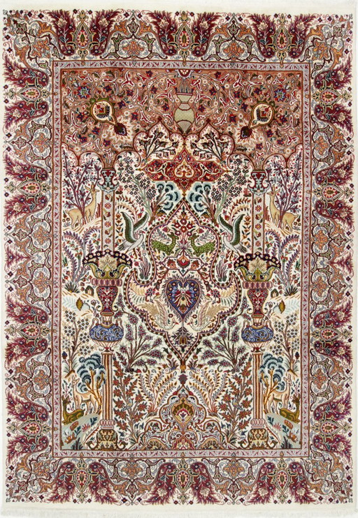 Origineel Perzisch Kashmar-kleed, 335 x 241 cm, Garden of Eden-ontwerp, Oosters, als nieuw