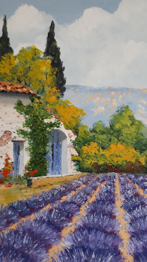 Gérard Coley - Le Bastidon Aux Lavandes - Tableau D'artiste