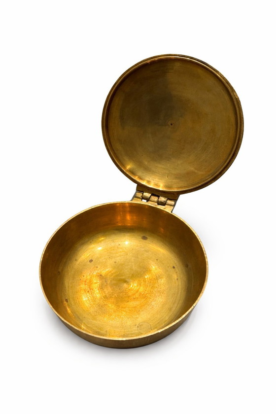 Image 1 of Vintage messing tabaksdoos & Silent Butler - India 869 - jaren 1950