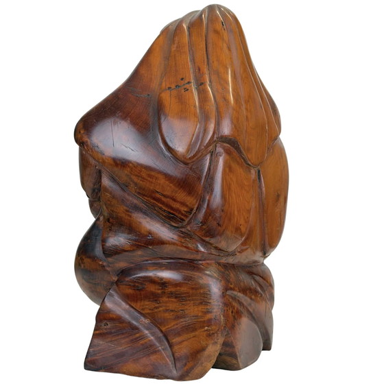 Expressive Hand-Carved Madonna and Child in Heavy Tropical Hardwood – Sculpture (photo 6 of 10)