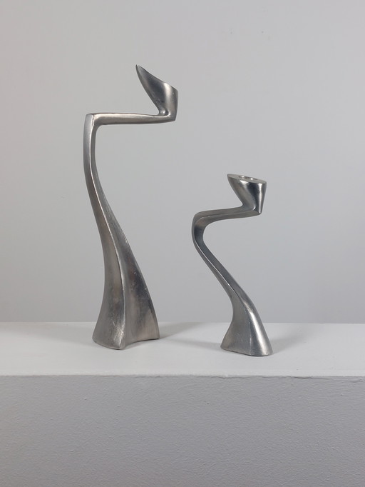 Paar Vintage Kerzenständer Aluminium Matthew Hilton