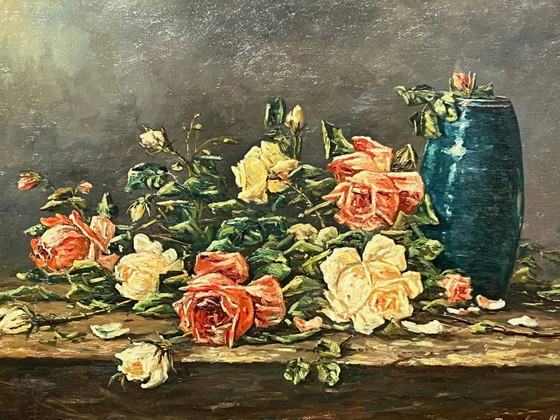 Raoul Delbové. Still life with roses. – Paintings & Drawings, Wood (photo 3 of 8)