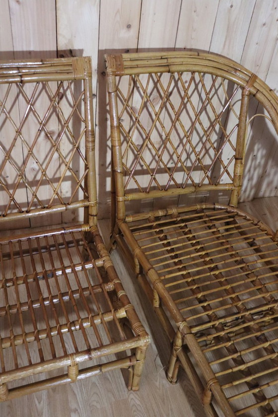 Image 1 of Divano angolare modulare in rattan vintage