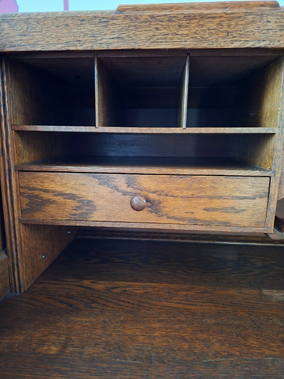 Image 1 of Scrivania antica in rovere con piano a rullo – completamente funzionale con chiave