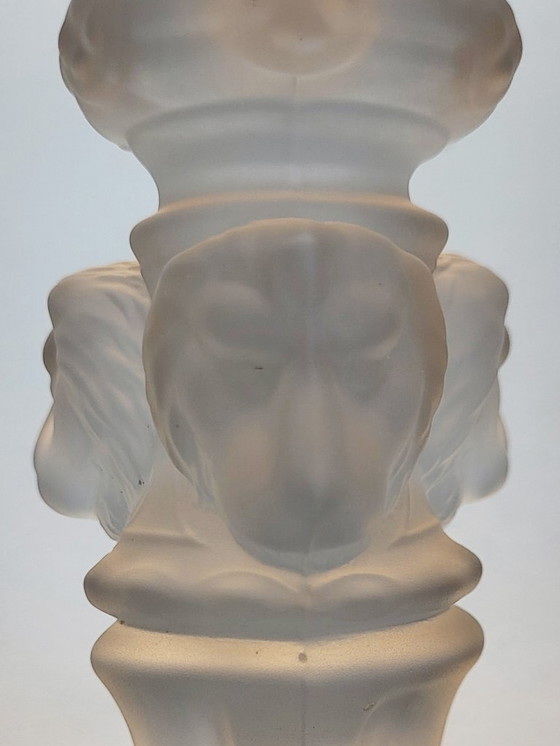 Image 1 of Neo-renaissance / neo-barok set kandelaar met drie leeuwenkoppen, Val Saint Lambert 1879