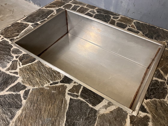 Image 1 of Brutalist coffee table side table slate planter