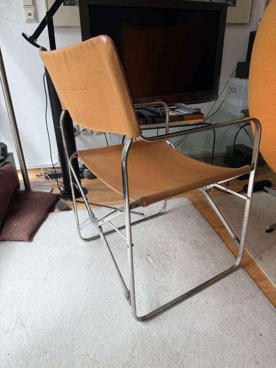Image 1 of Zanotta April folding chairs, Gae Aulenti, leather, pair