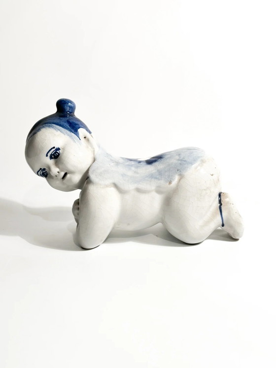 Cuscino in ceramica cinese bianca con decorazioni blu Cina, anni '30 – Oggetti decorativi (photo 2 of 9)