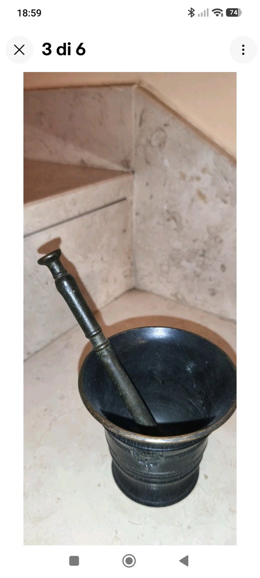 Mortero y maja de bronce antiguo, 750 g – decoratieve objecten, Bronze (photo 2 of 6)