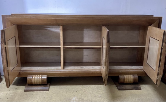 Image 1 of Exceptional French Brutalist Solid Wood Sideboard with Sculpted Doors, 1950s