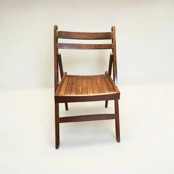 Image 1 of Set von 2 original italienischen Vintage Klappstühlen aus Massivholz 