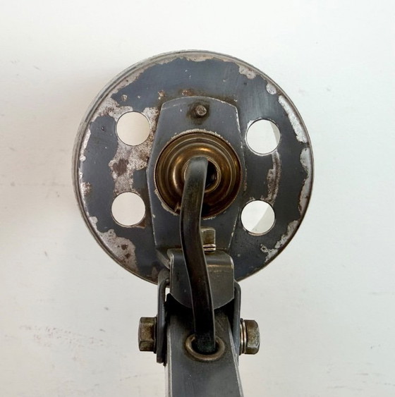 Image 1 of Industriële, grijze, verstelbare tafellamp van Memlite, jaren 60.